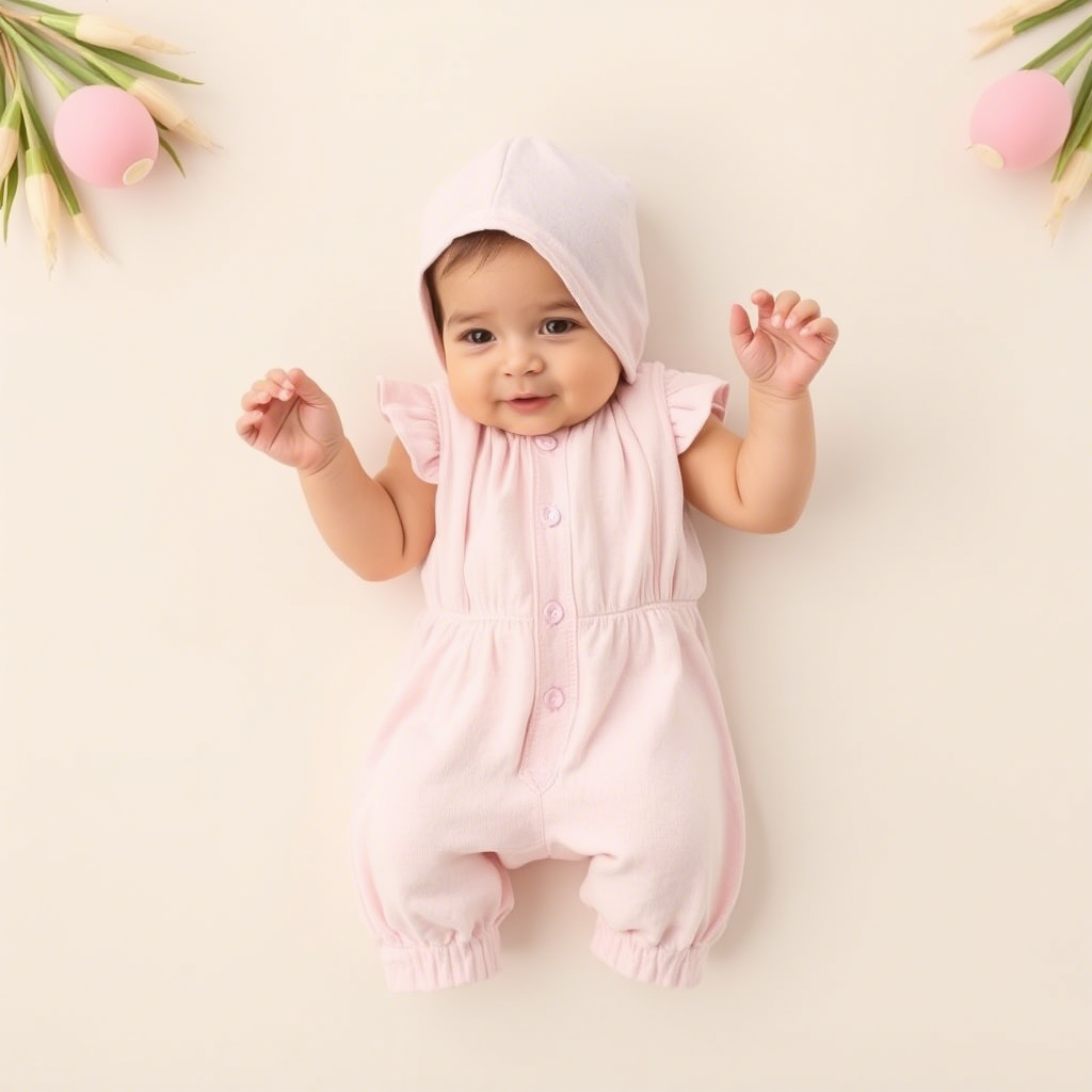 Adorable infant bamboo romper with pastel colors