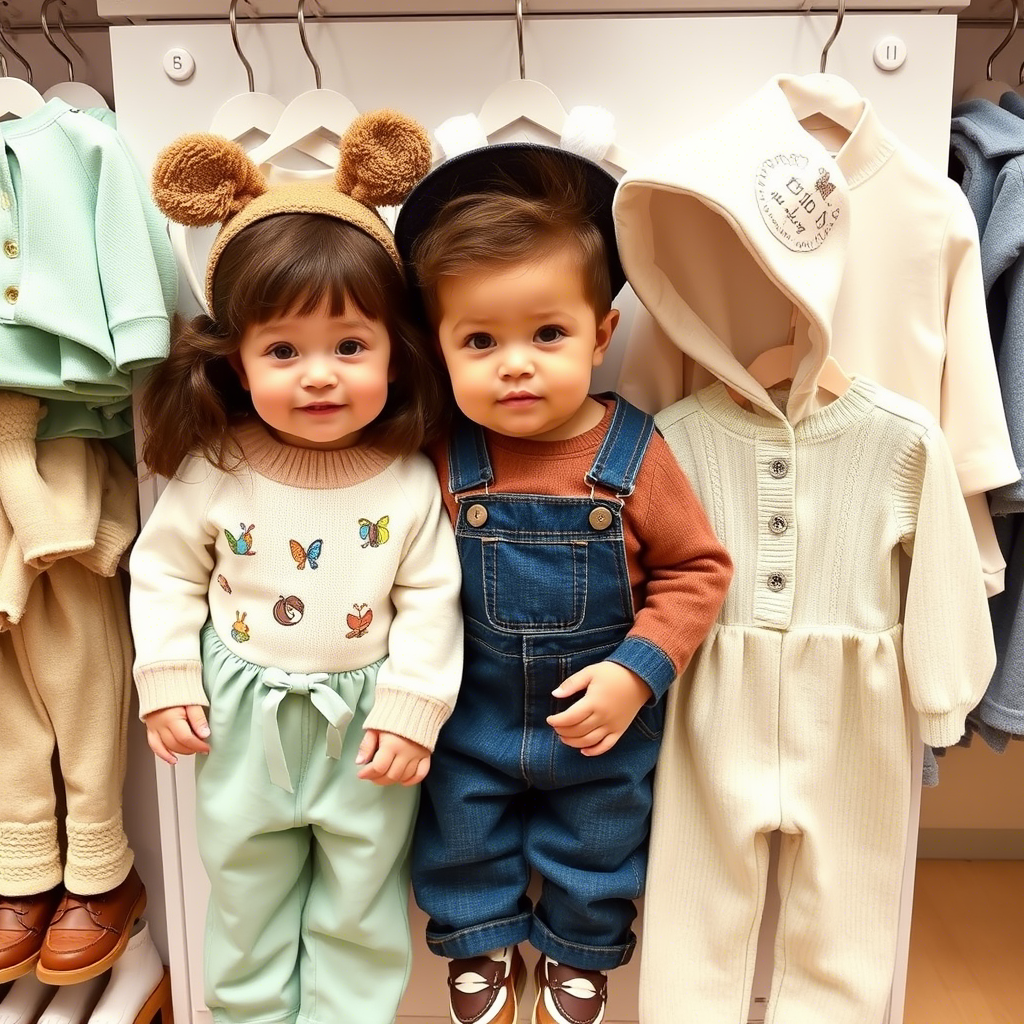 Adorable toddler apparel arranged neatly in a online catalog display