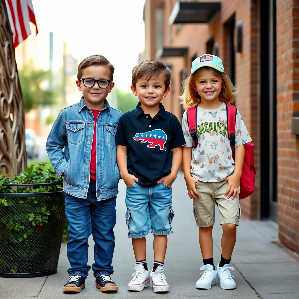 American kids wearing casual outfits made in USA