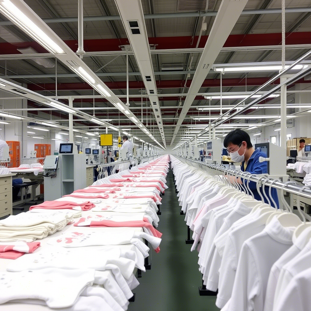 Baby clothing factory production line with quality control