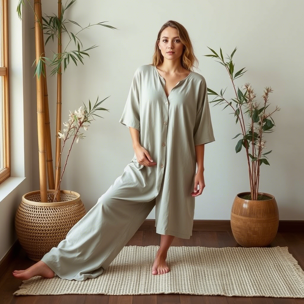 Bamboo sleepwear with minimalist design and earthy tones for relaxation