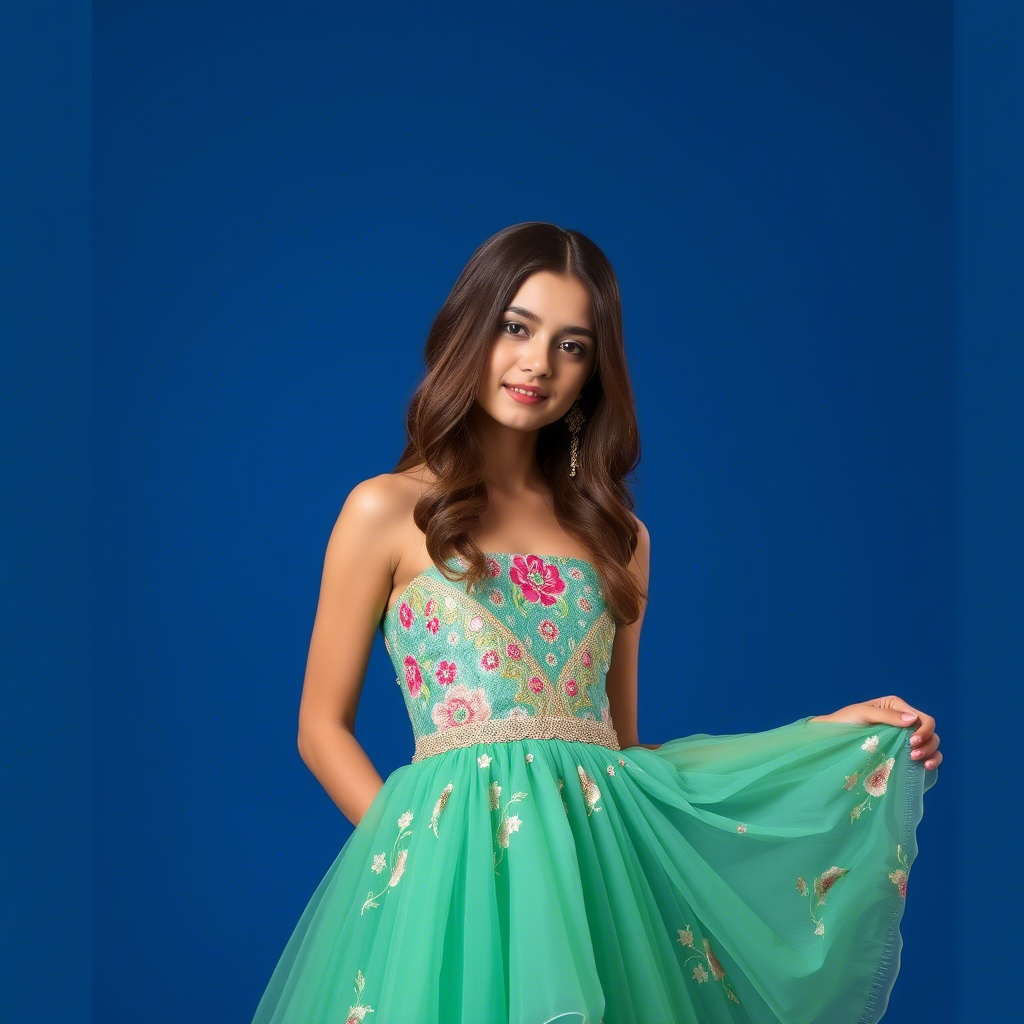 Beautiful model showcasing latest online dresses for girls