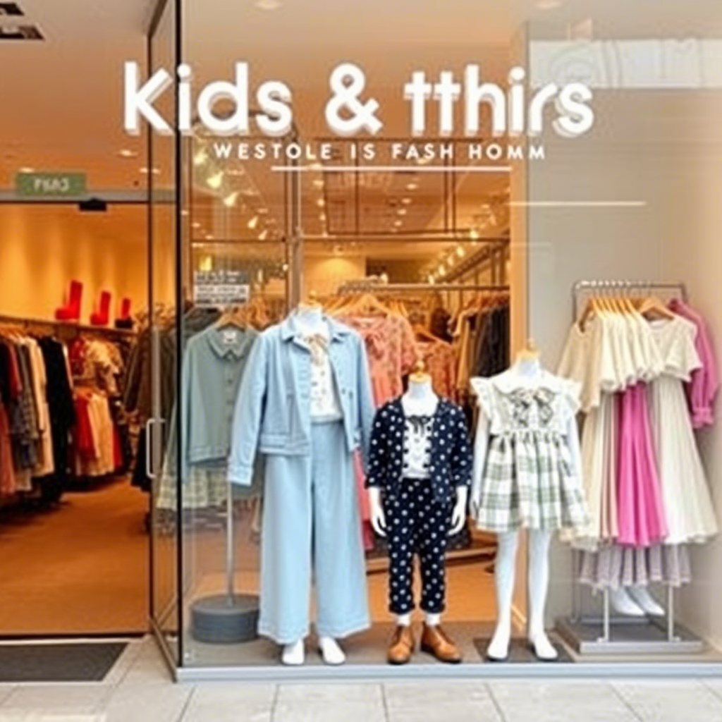 Boutique storefront showcasing kids’ fashion from wholesale suppliers