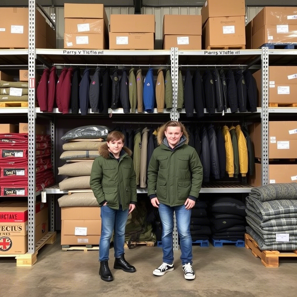 Boys outerwear wholesale suppliers warehouse storage