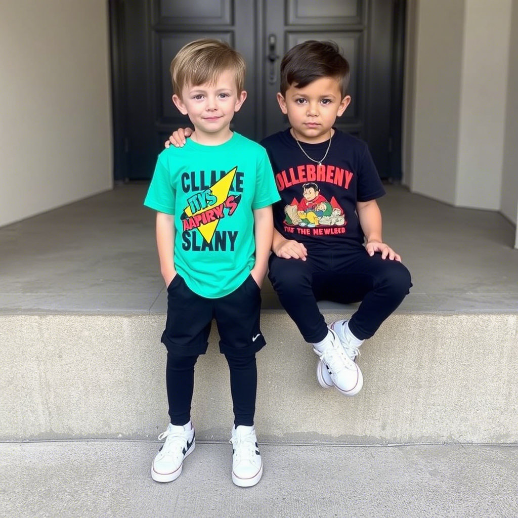 Casual boys’ outfits with bold graphic t-shirts and sneakers