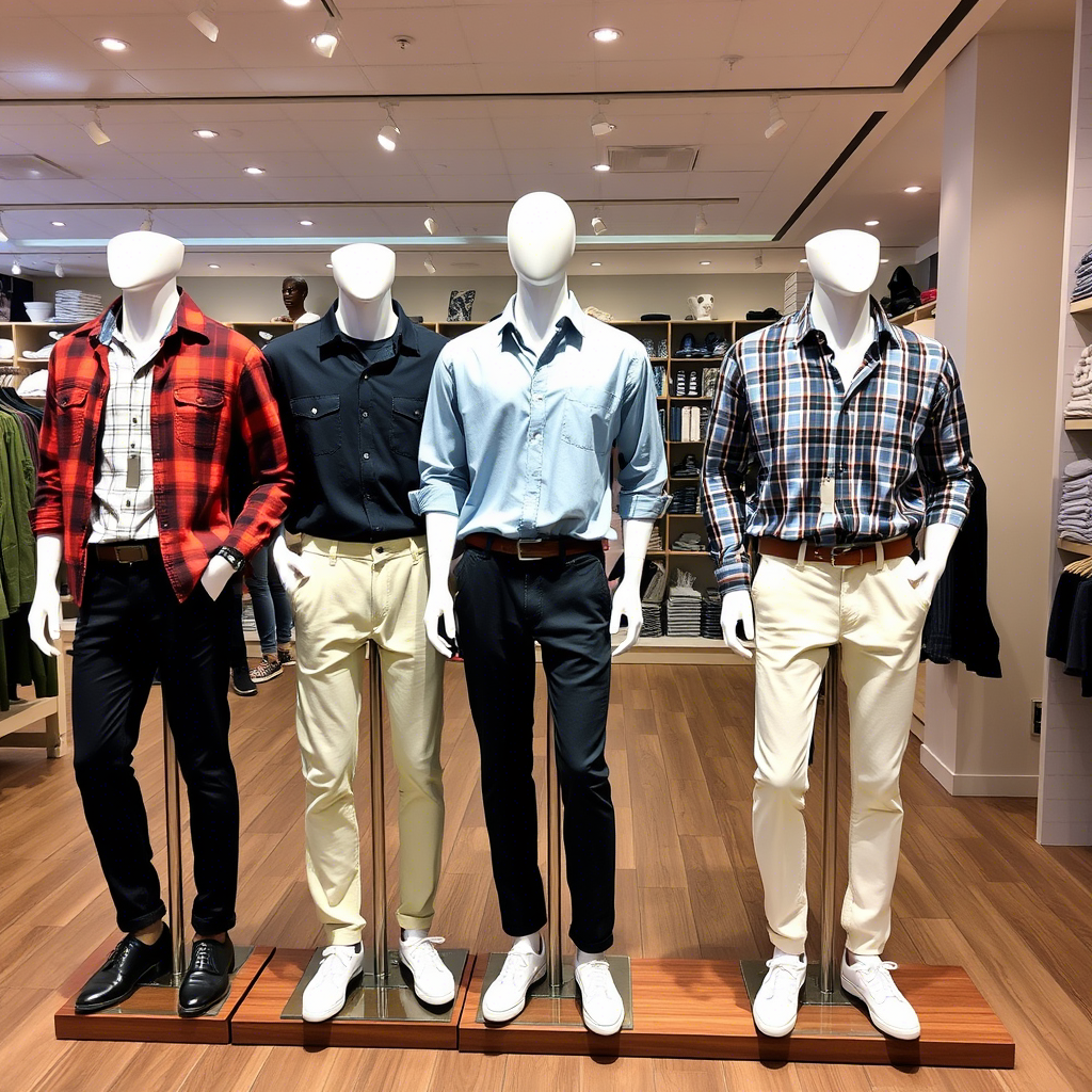 Casual boys’ separates and sets on mannequins in a store