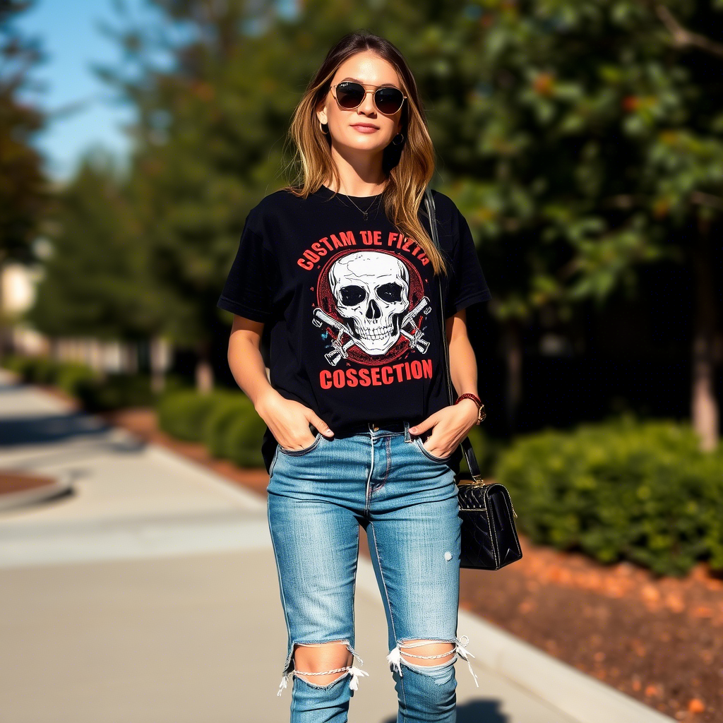 Casual outfit with denim jeans and a graphic t-shirt