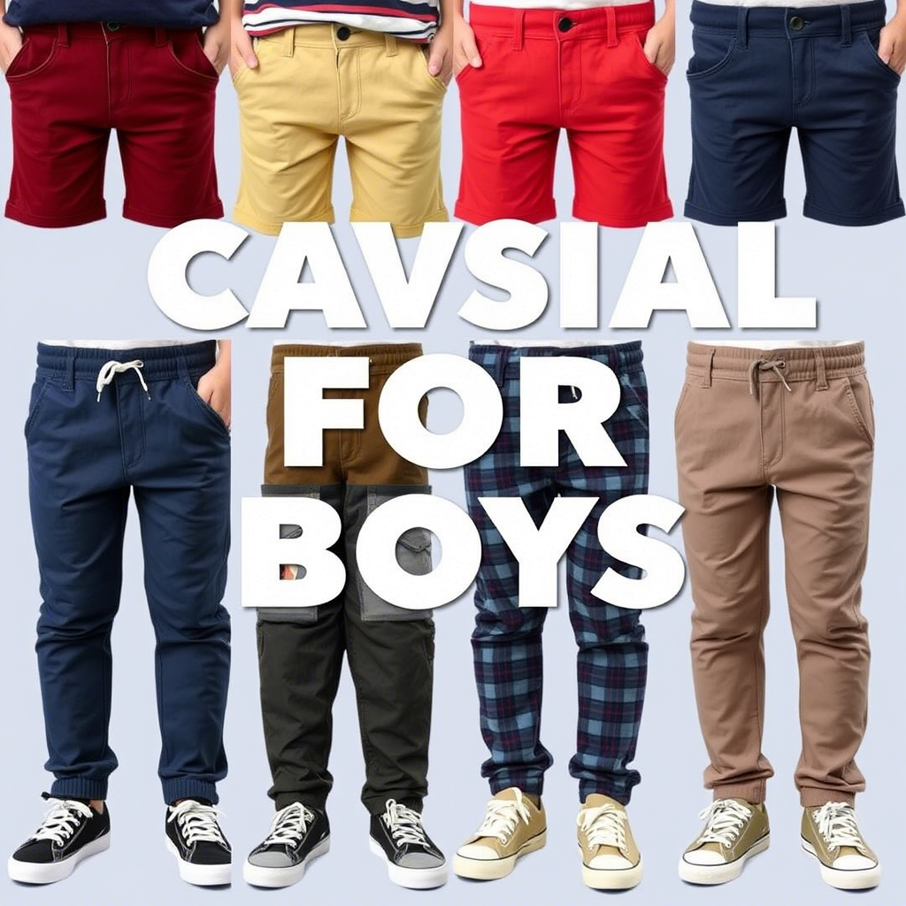 Casual pants for boys in various colors and comfortable designs