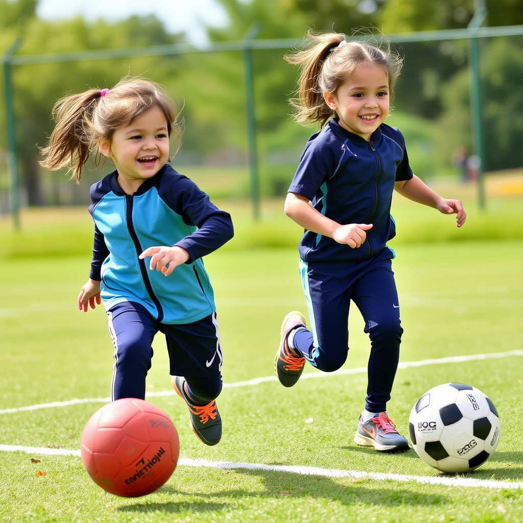 Children playing sports in comfortable and stylish sportswear