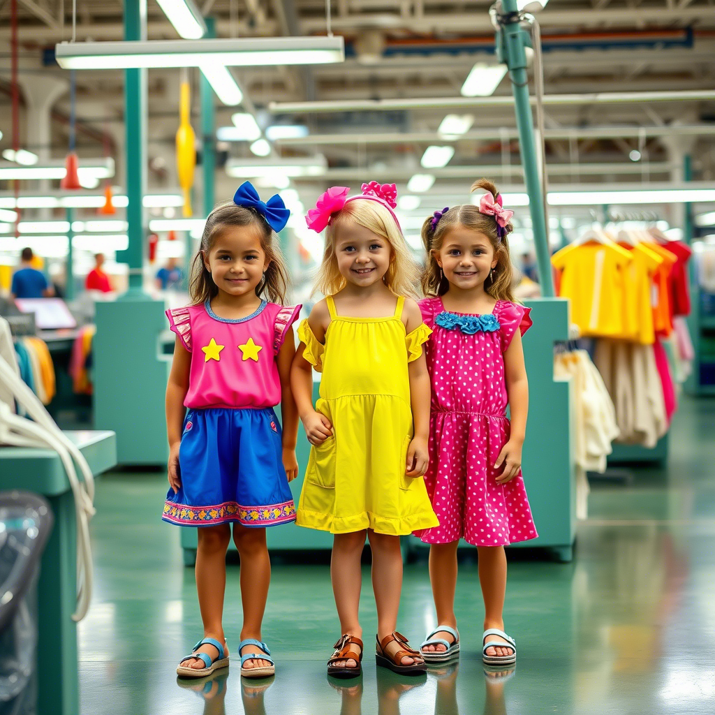 Children’s clothing factory producing bright summer outfits