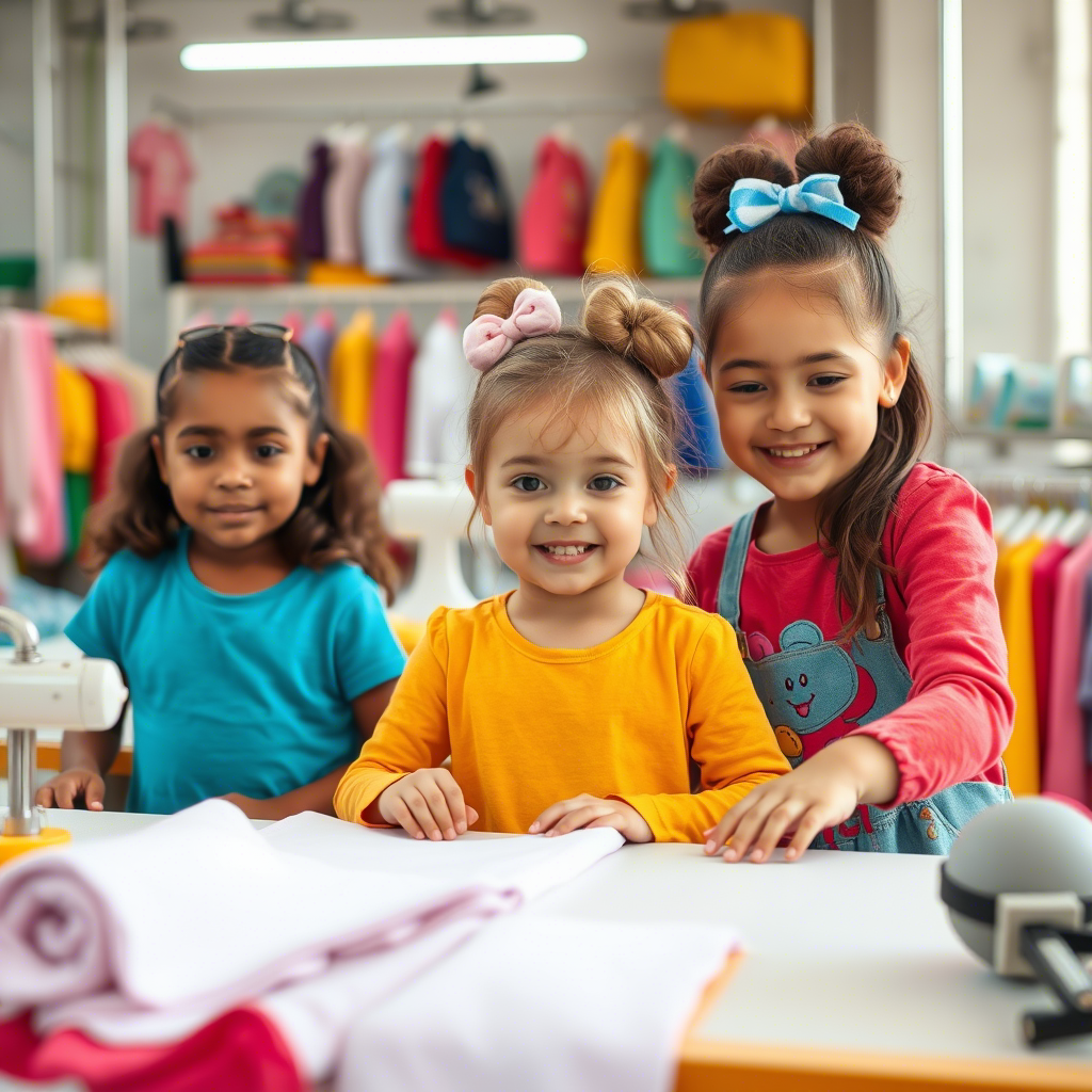 Children’s clothing factory producing vibrant colorful apparel