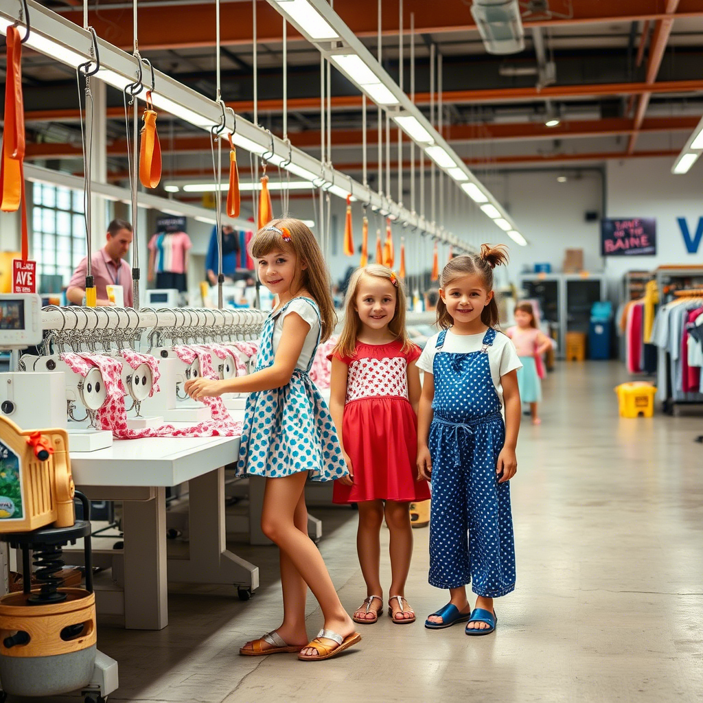 Children's clothing factory producing vibrant summer outfits