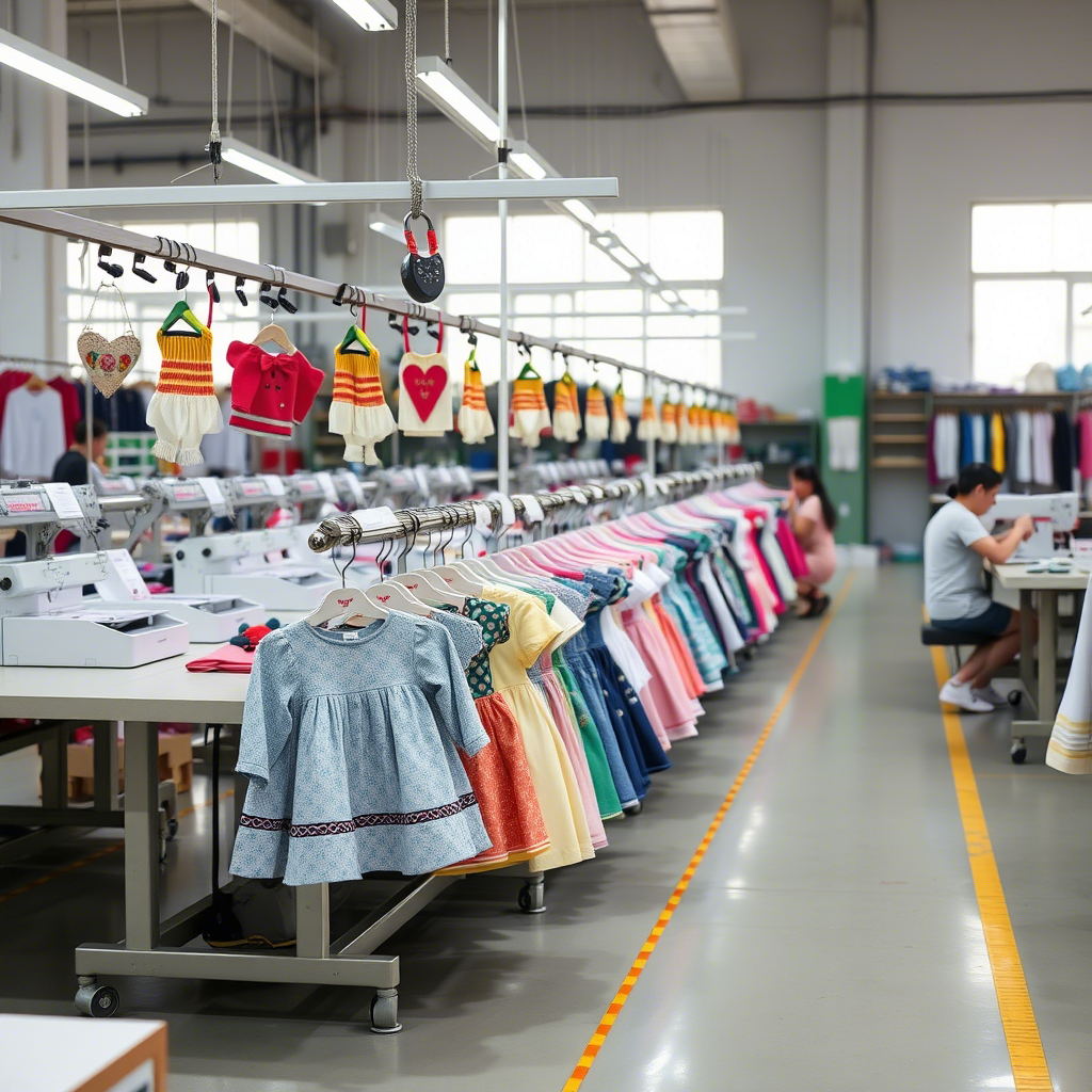 Children's clothing factory production line in China