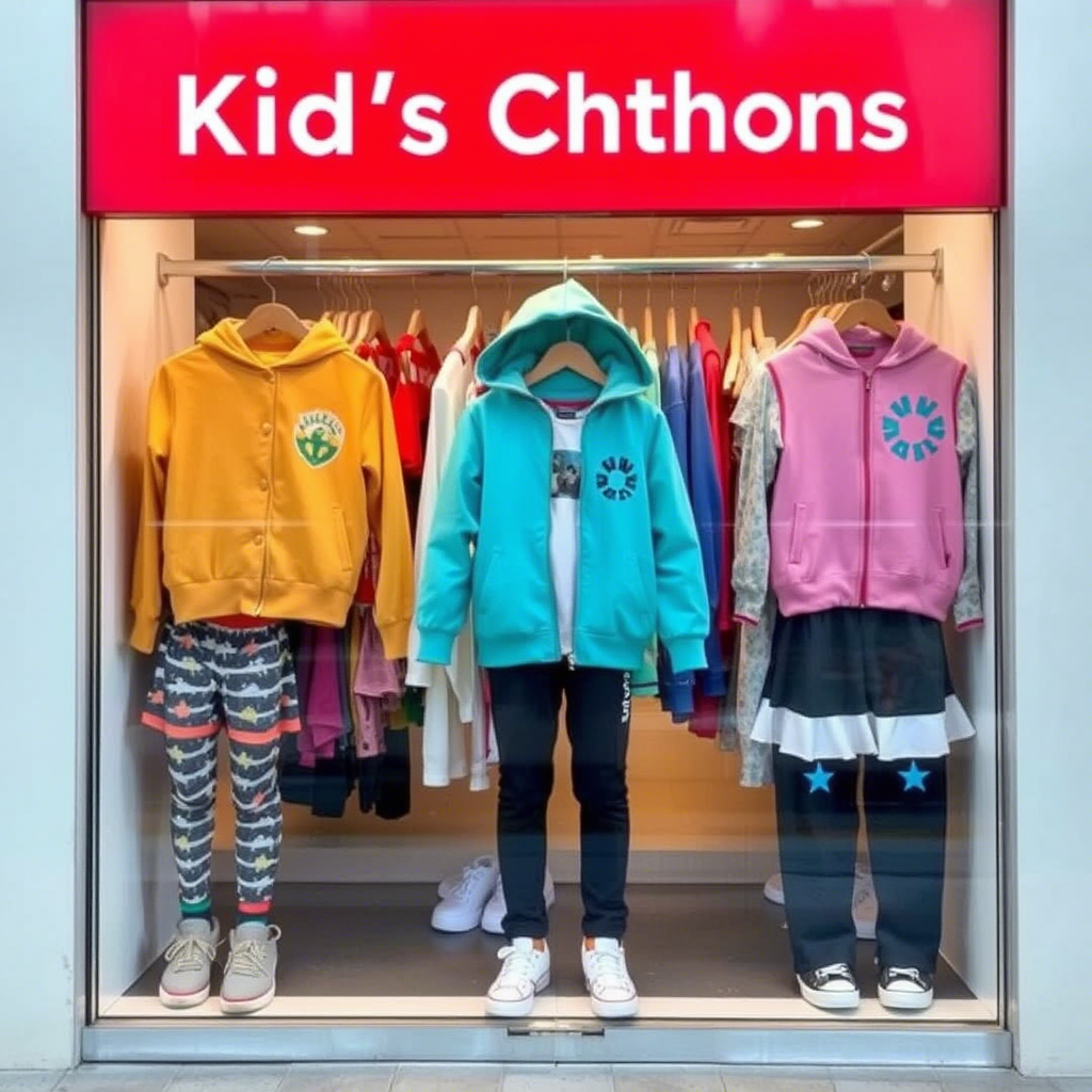 Children’s clothing suppliers’ online storefront with diverse outfits display