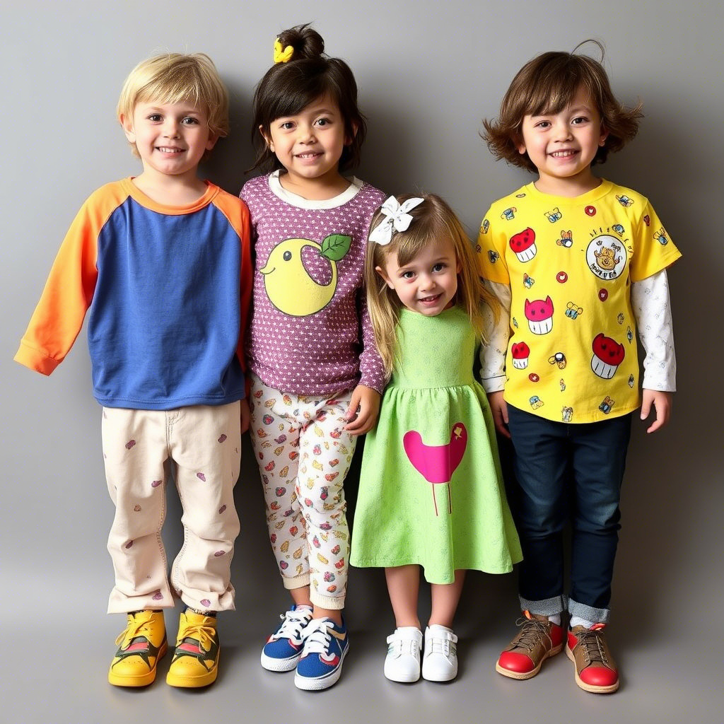 Children’s clothing with vibrant colors and playful designs