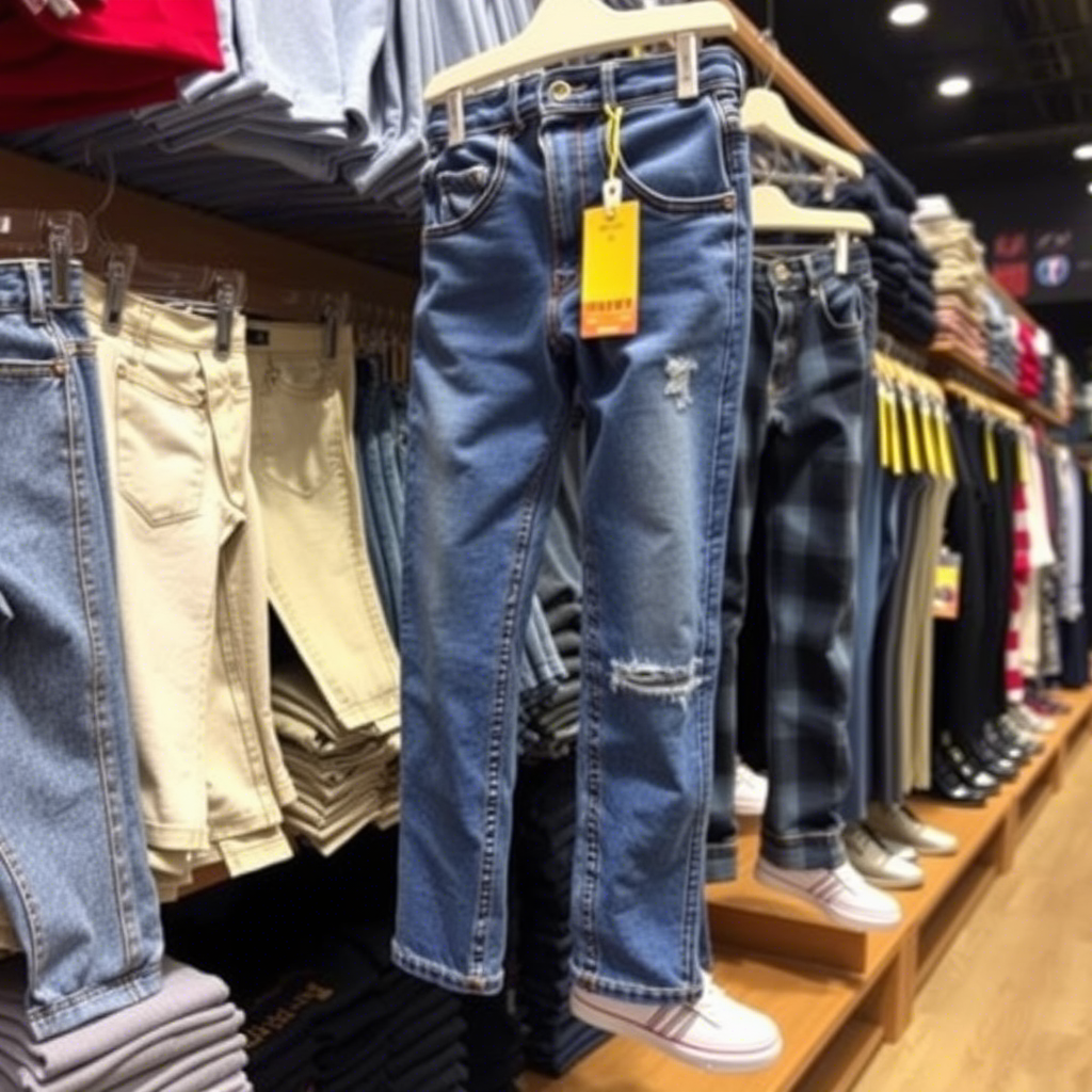Children’s jeans pants wholesale clothing display