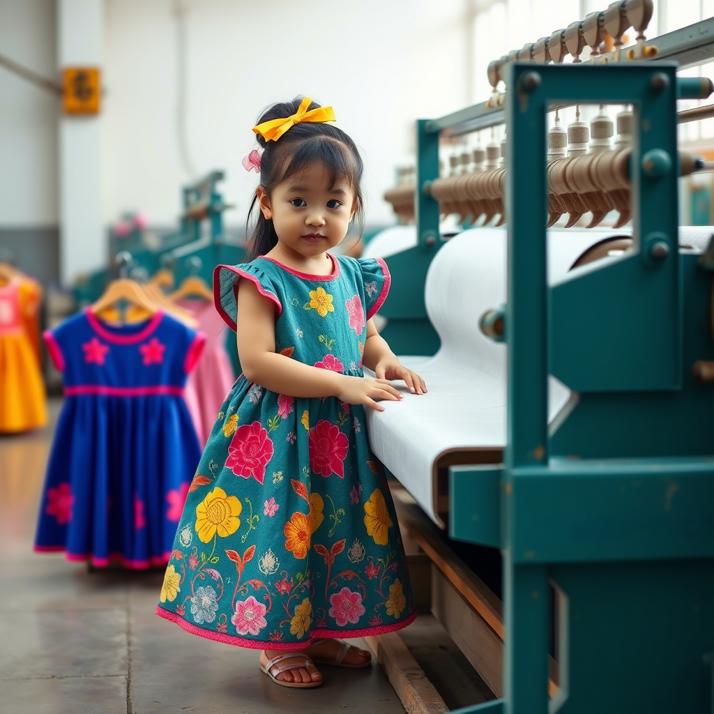 Chinese textile mill producing colorful toddler dresses with fun designs