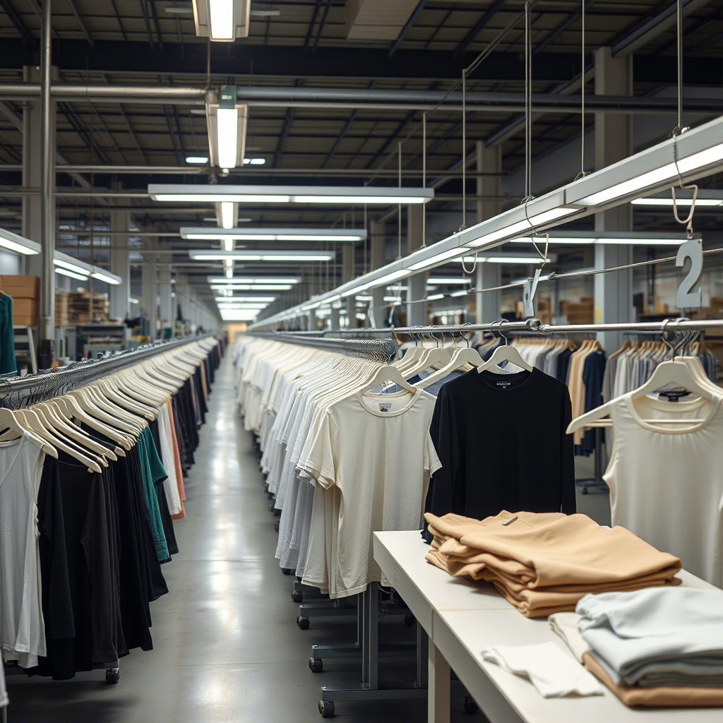 Clothing production line in a USA-based wholesale facility