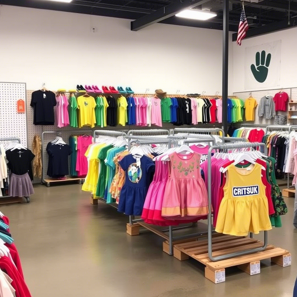 Colorful children’s apparel distribution center in California