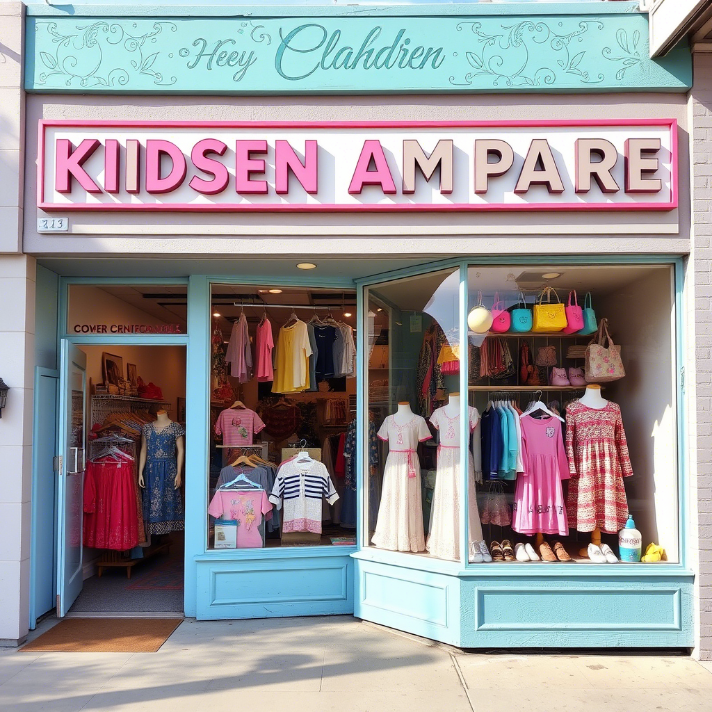 Colorful children’s apparel storefront in Los Angeles