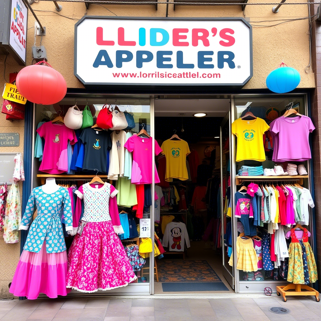 Colorful children’s apparel supplier storefront USA