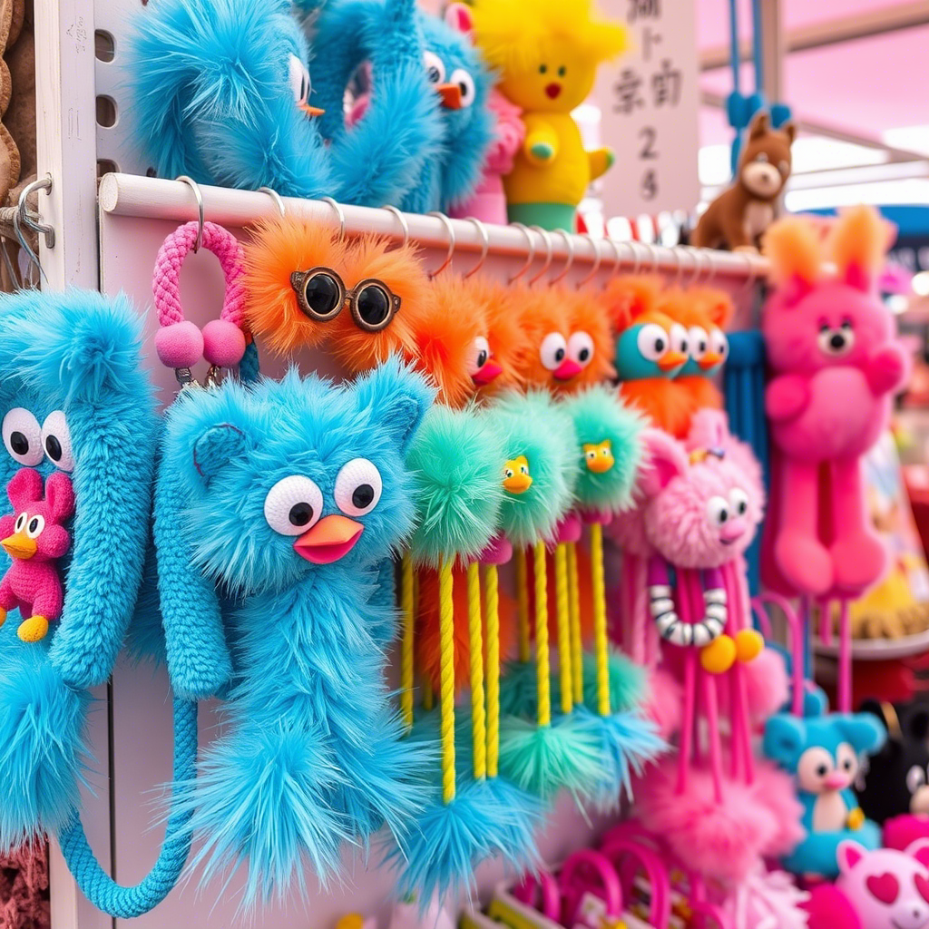 Colorful kids’ accessories displayed on a market stall