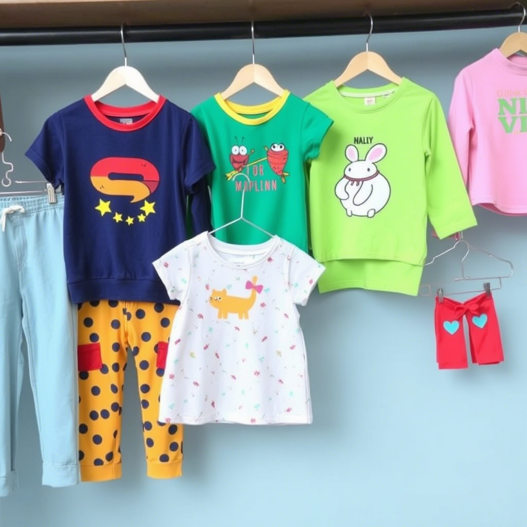 Colorful kids clothing assortment for bulk purchase
