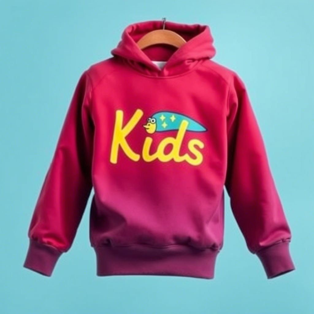 Colorful kids’ garments with personalized names and designs