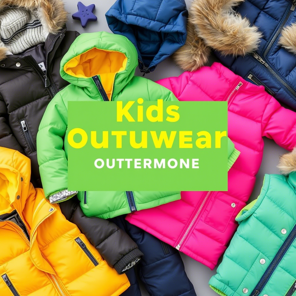 Colorful kids’ outerwear assortment for bulk purchase, trendy designs.