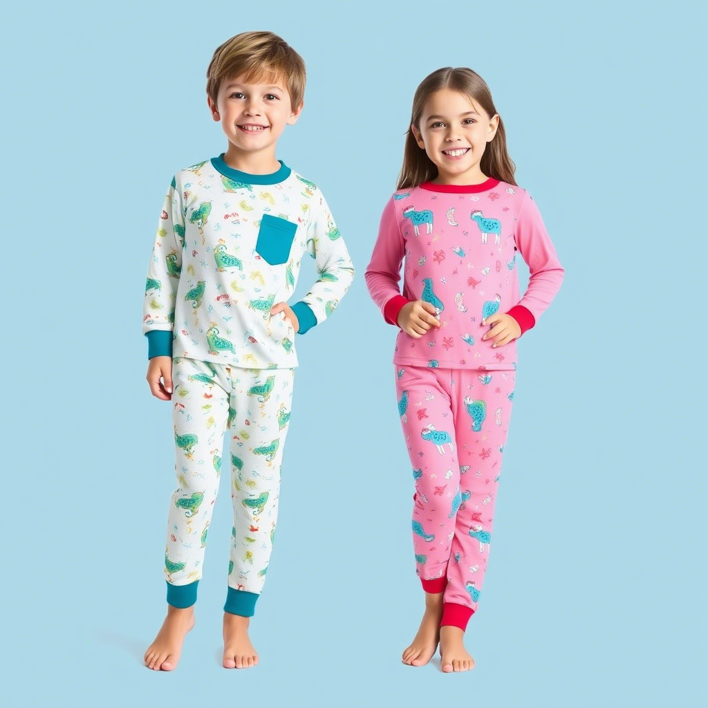 Colorful kids pajama sets with various patterns for wholesale suppliers