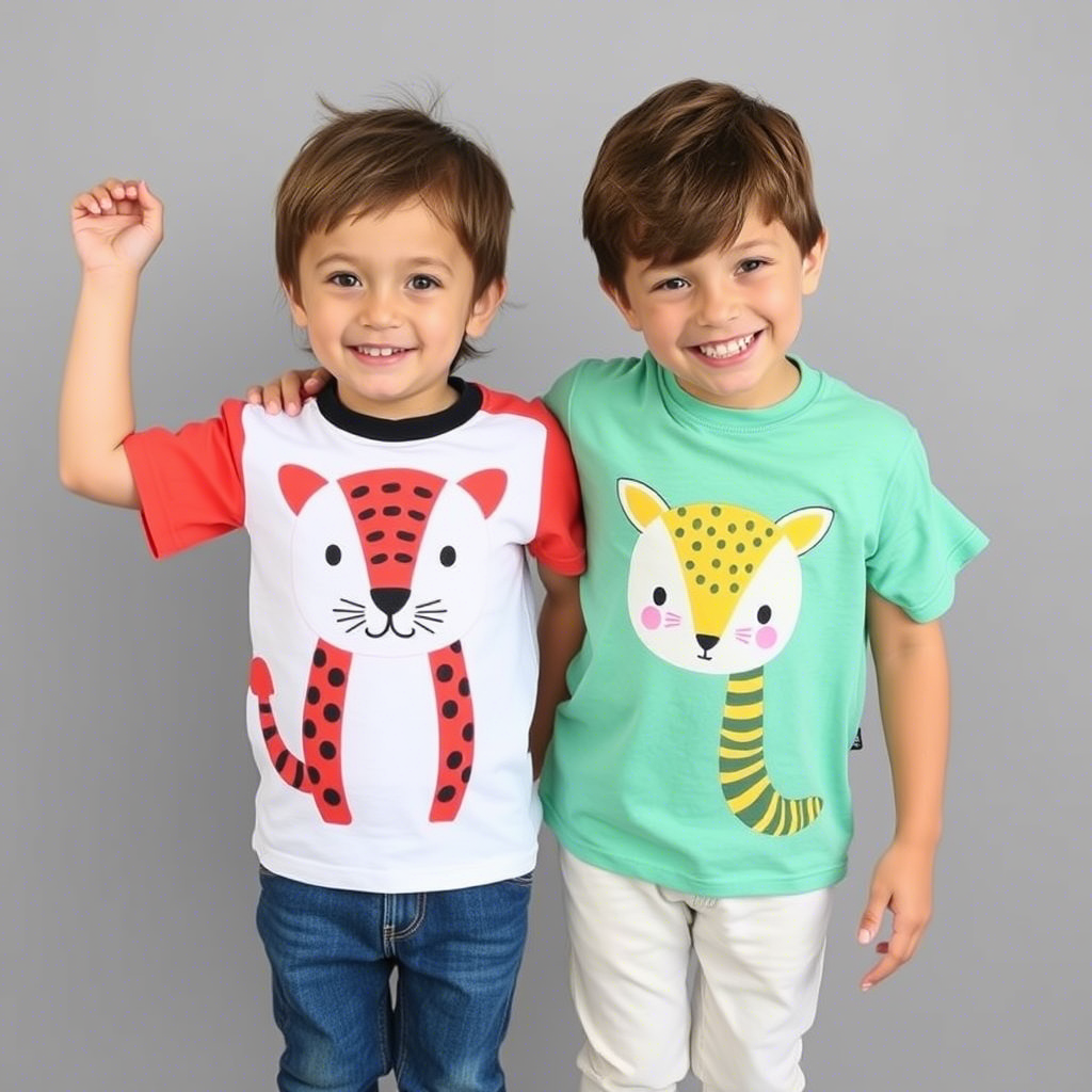 Colorful kids’ shirts with cute animal designs for toddlers