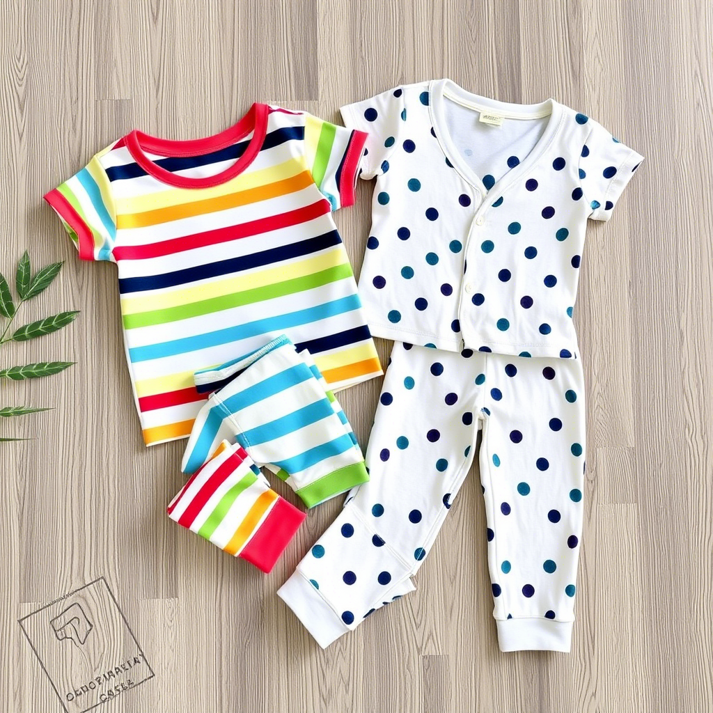Colorful striped and polka dot patterns on wholesale kids’ PJs