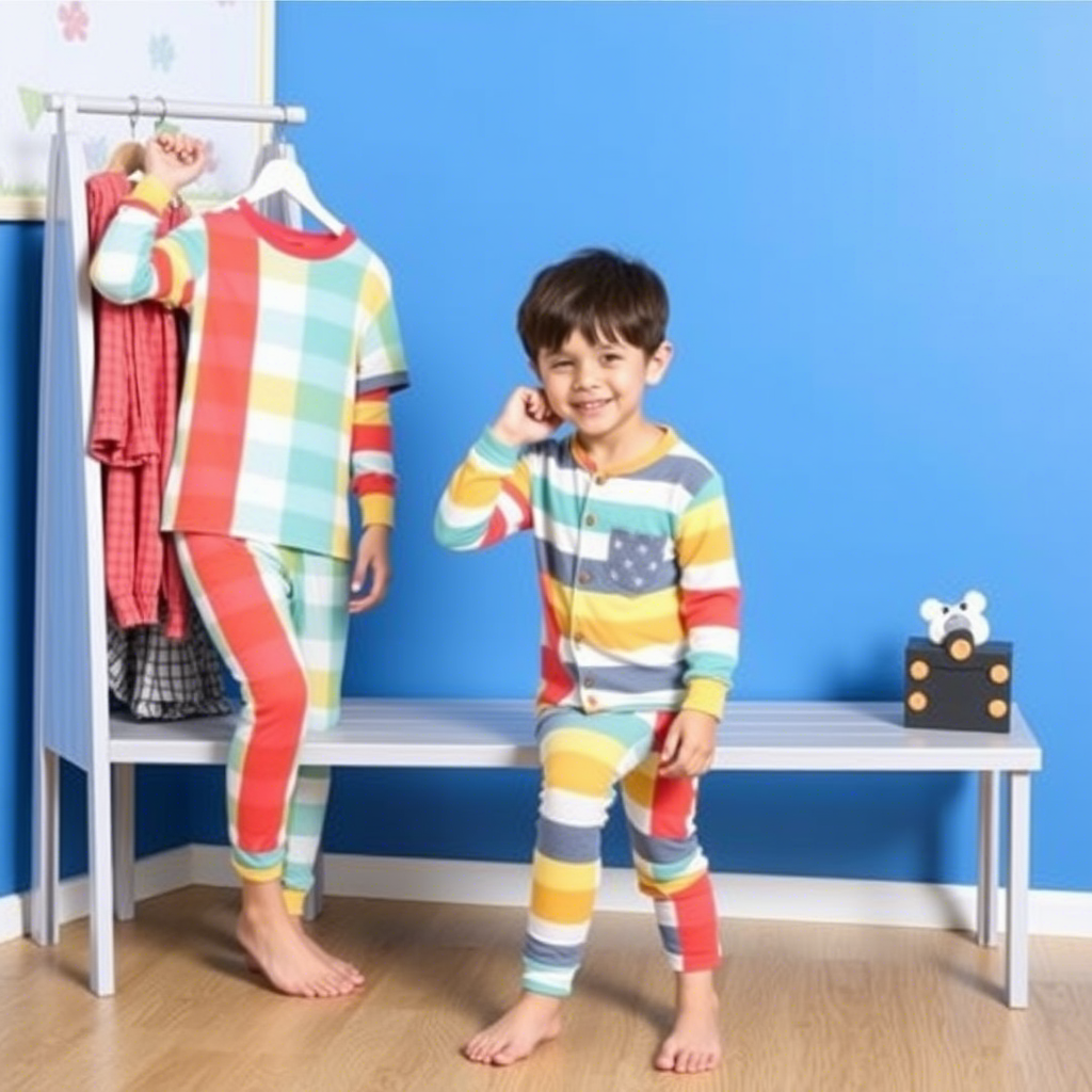 Colorful striped boys pajamas for kids loungewear wholesale