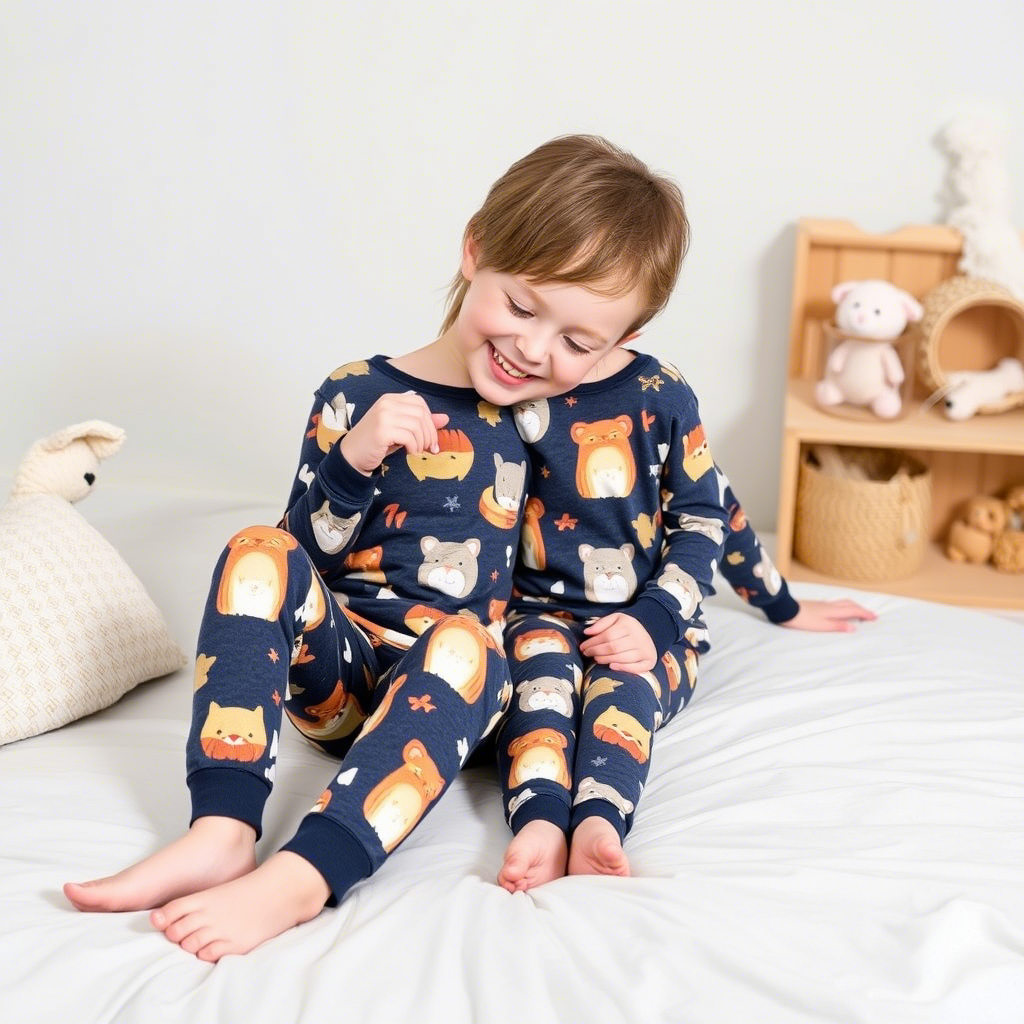 Comfortable sleepwear for children with cute animal patterns on pajamas