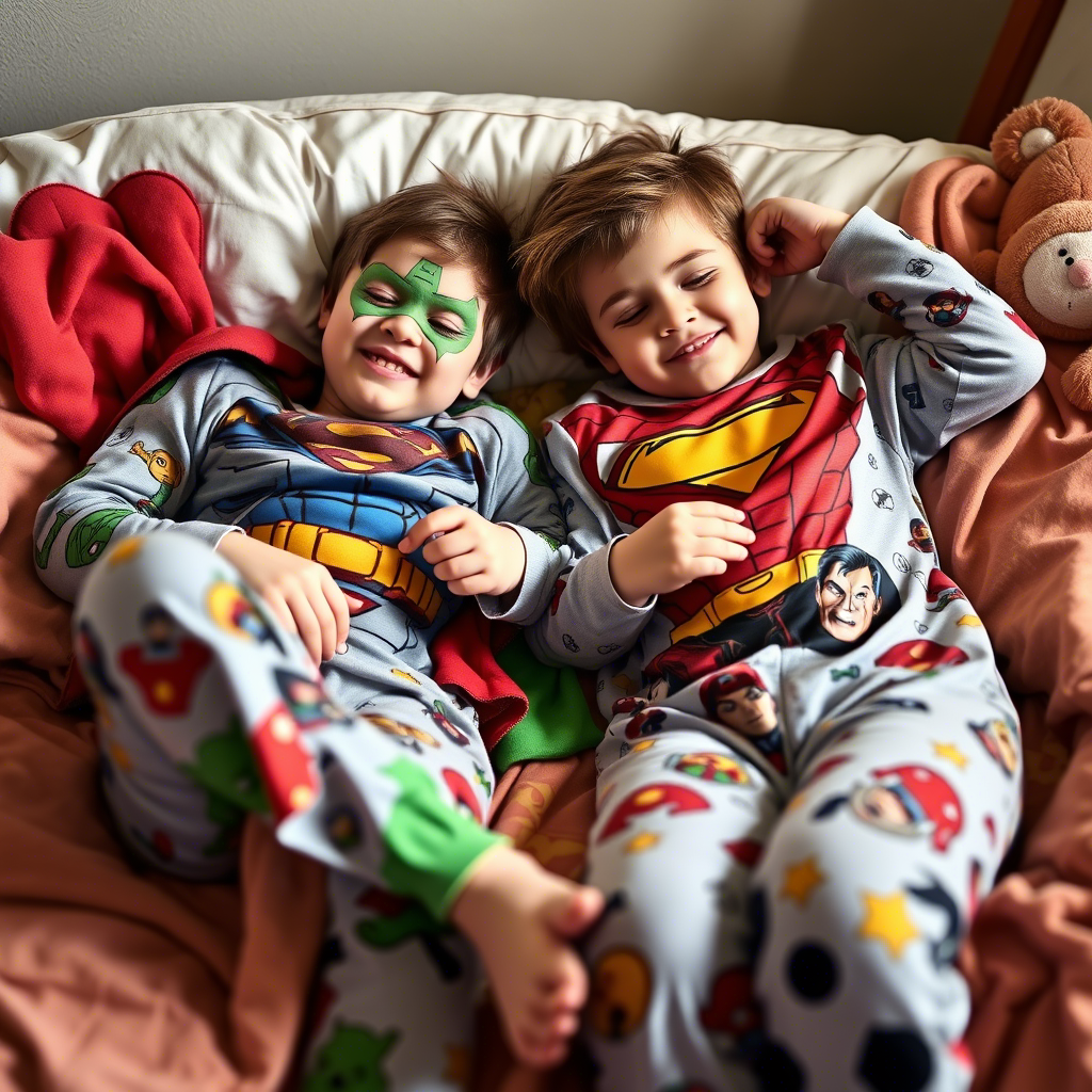 Cozy children’s nightwear featuring favorite superheroes in relaxed poses
