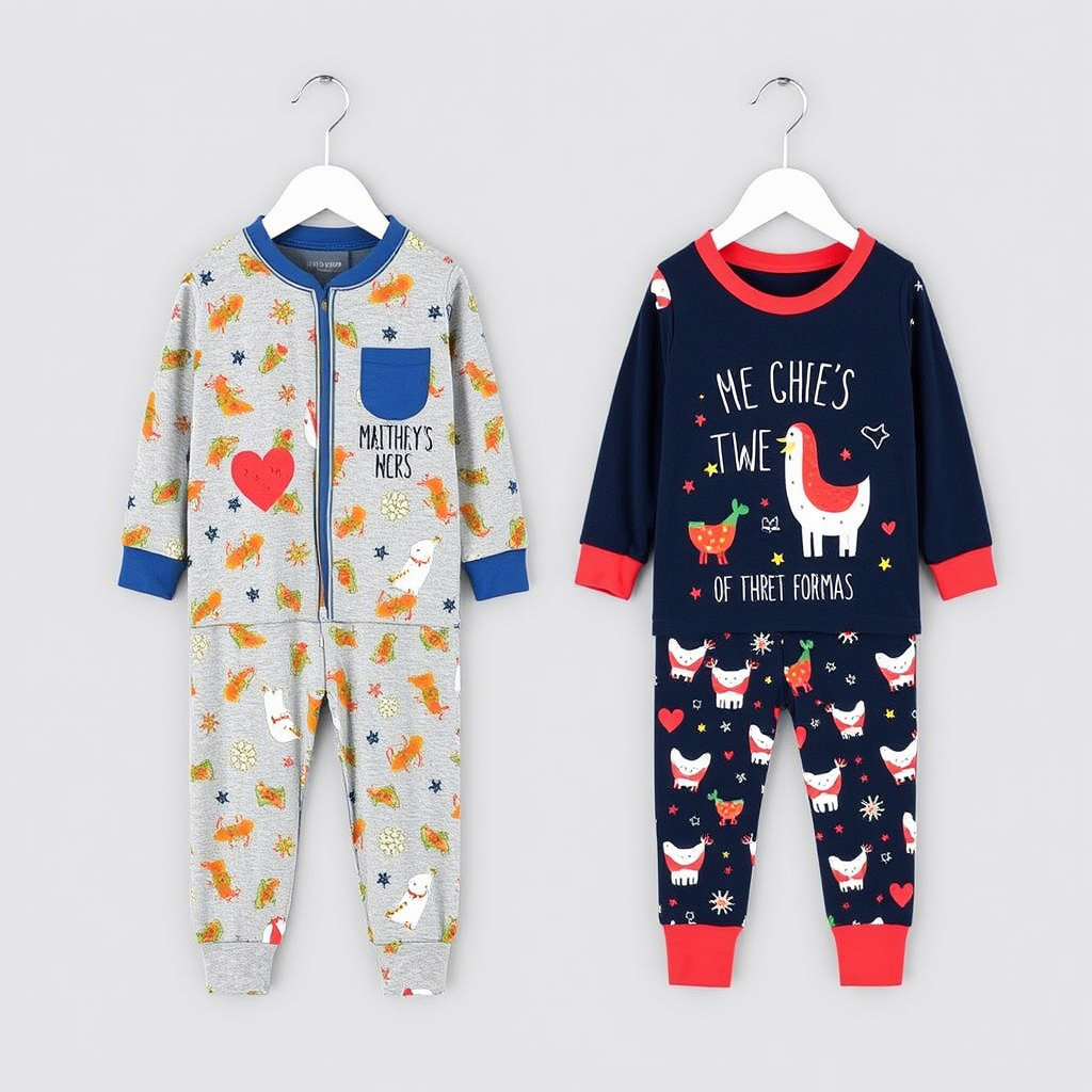 Cozy cotton pajamas set for boys and girls with fun designs