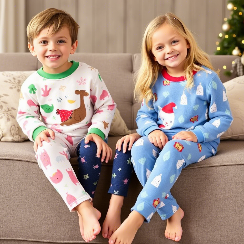 Cozy fleece pajama sets for boys and girls with various animal prints