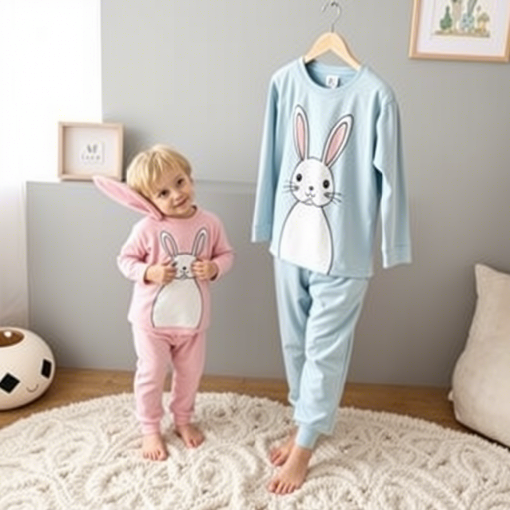 Cozy little rabbit themed pajamas for children with soft fabric