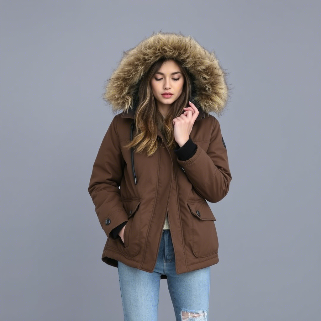 Cozy wholesale parkas for young women with bold designs