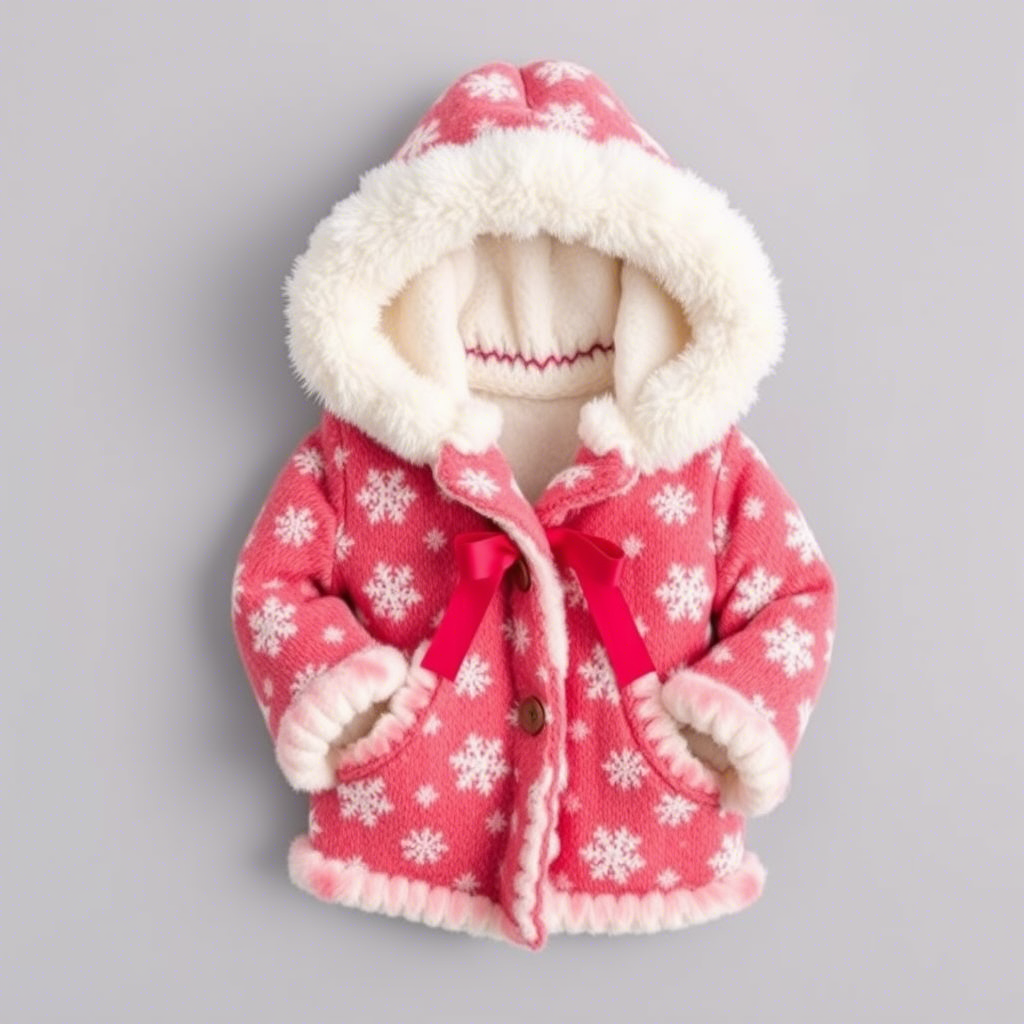 Cozy winter jacket for kids with snowflakes pattern