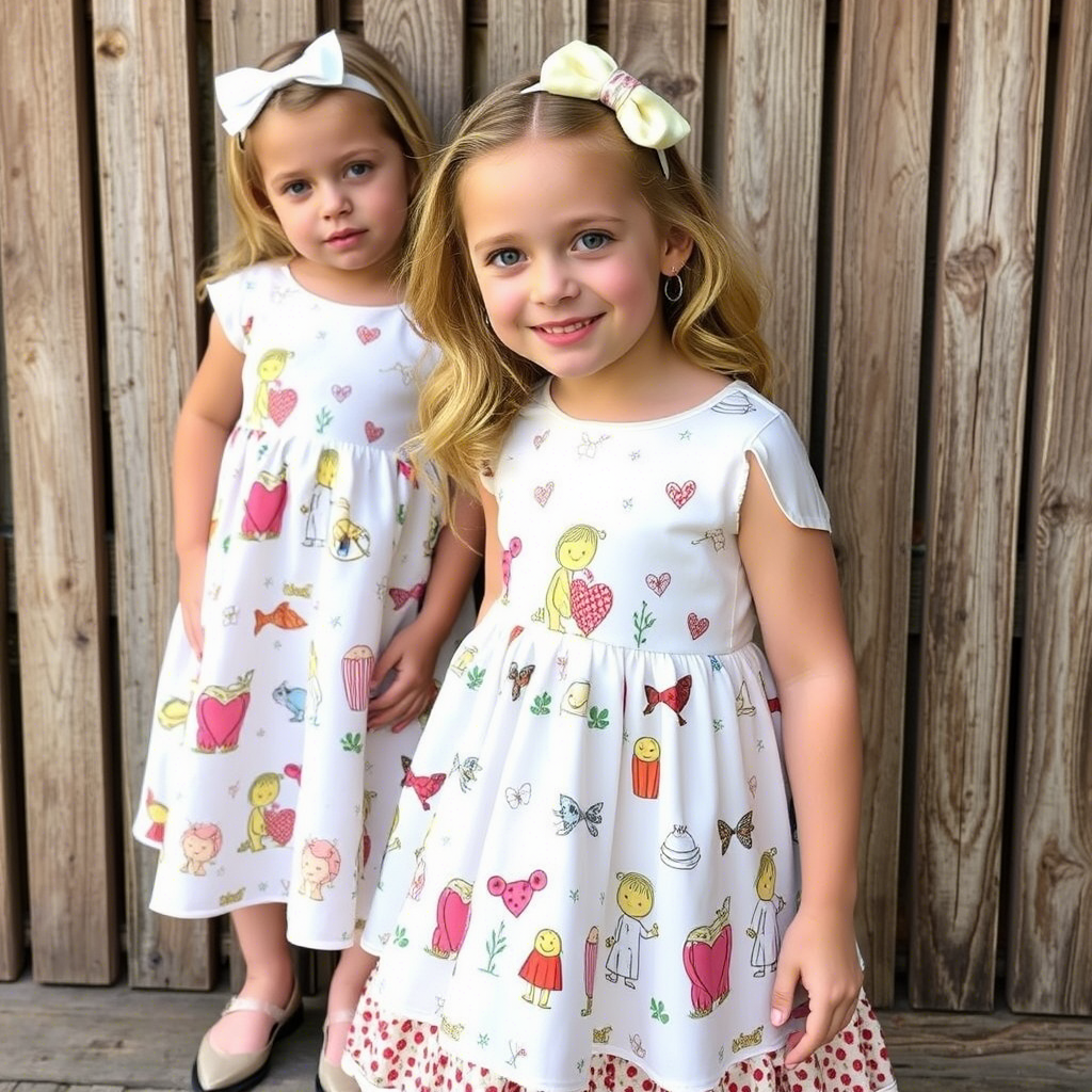 Custom illustrations on kids’ dresses for a unique private label