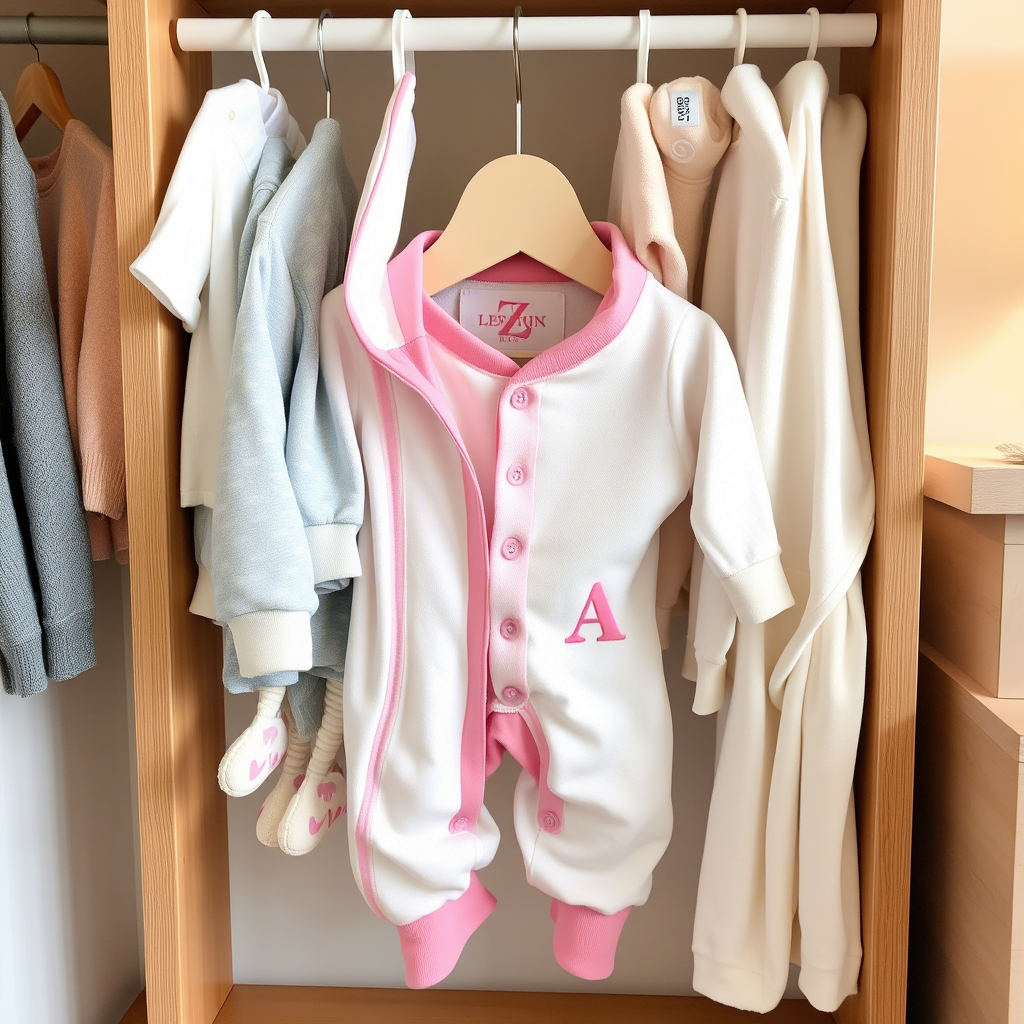 Customized Lezonkids baby wardrobe with monogrammed initials and soft fabrics