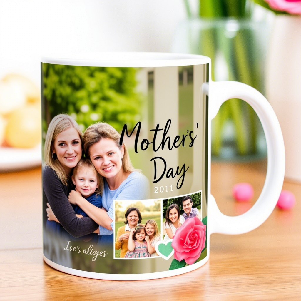 Customized Mother’s Day mug with family photo collage