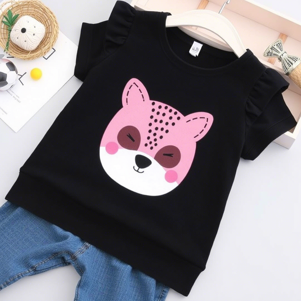 Cute animal patterns on kids’ fashion tops for bulk sale