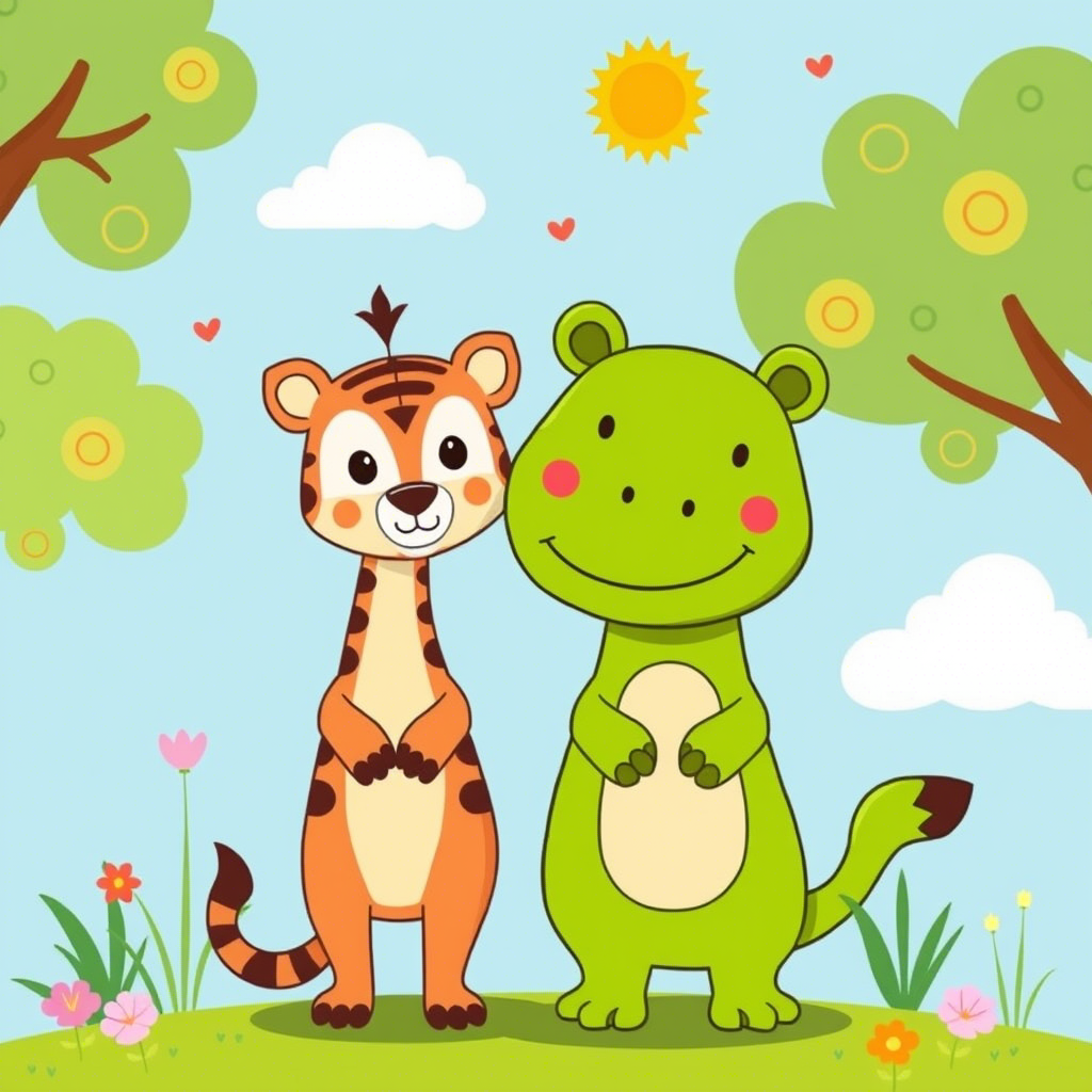 Cute cartoon animals on kids’ t-shirts for outdoor play