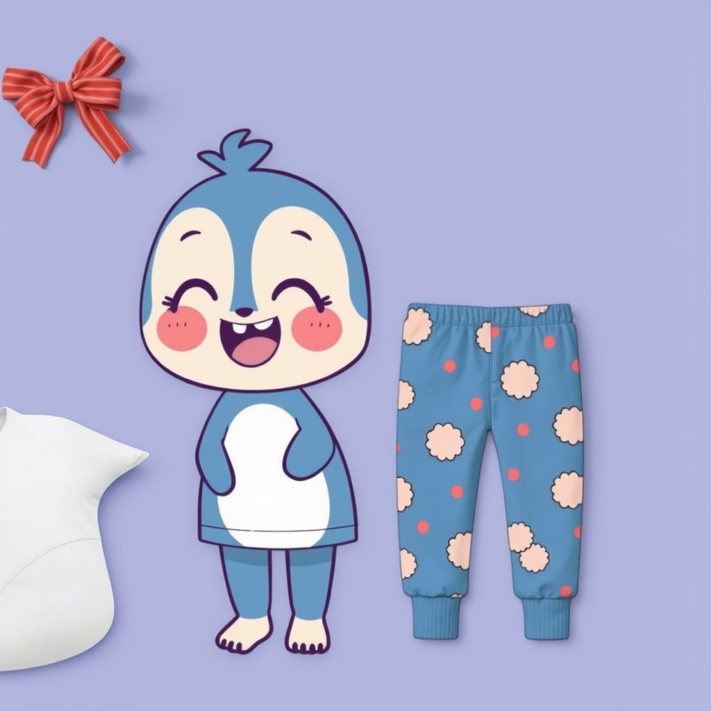Cute cartoon character design for kids’ pajamas