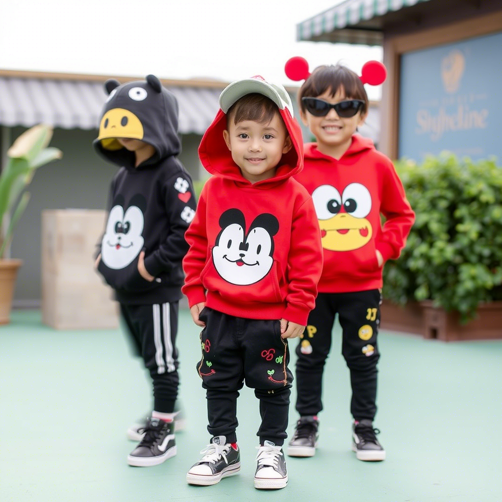 Cute cartoon character outfits for boys and girls from China’s top apparel brands