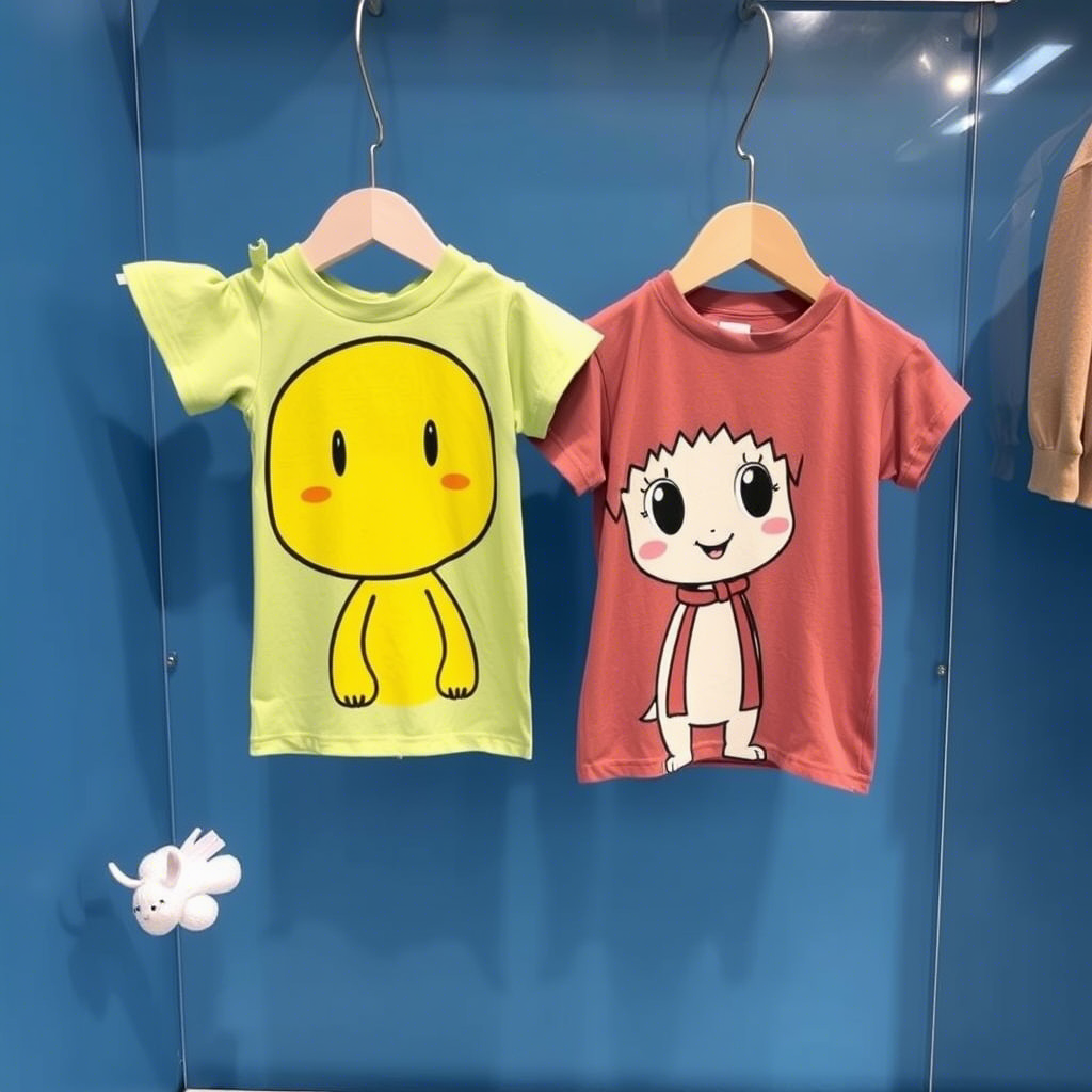 Cute cartoon character printed kids apparel showcase