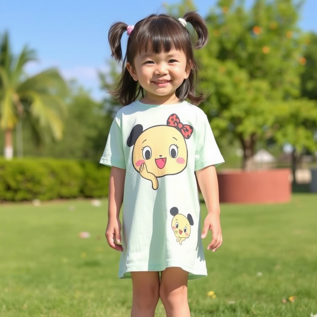 Cute cartoon character printed kids’ t-shirts and dresses