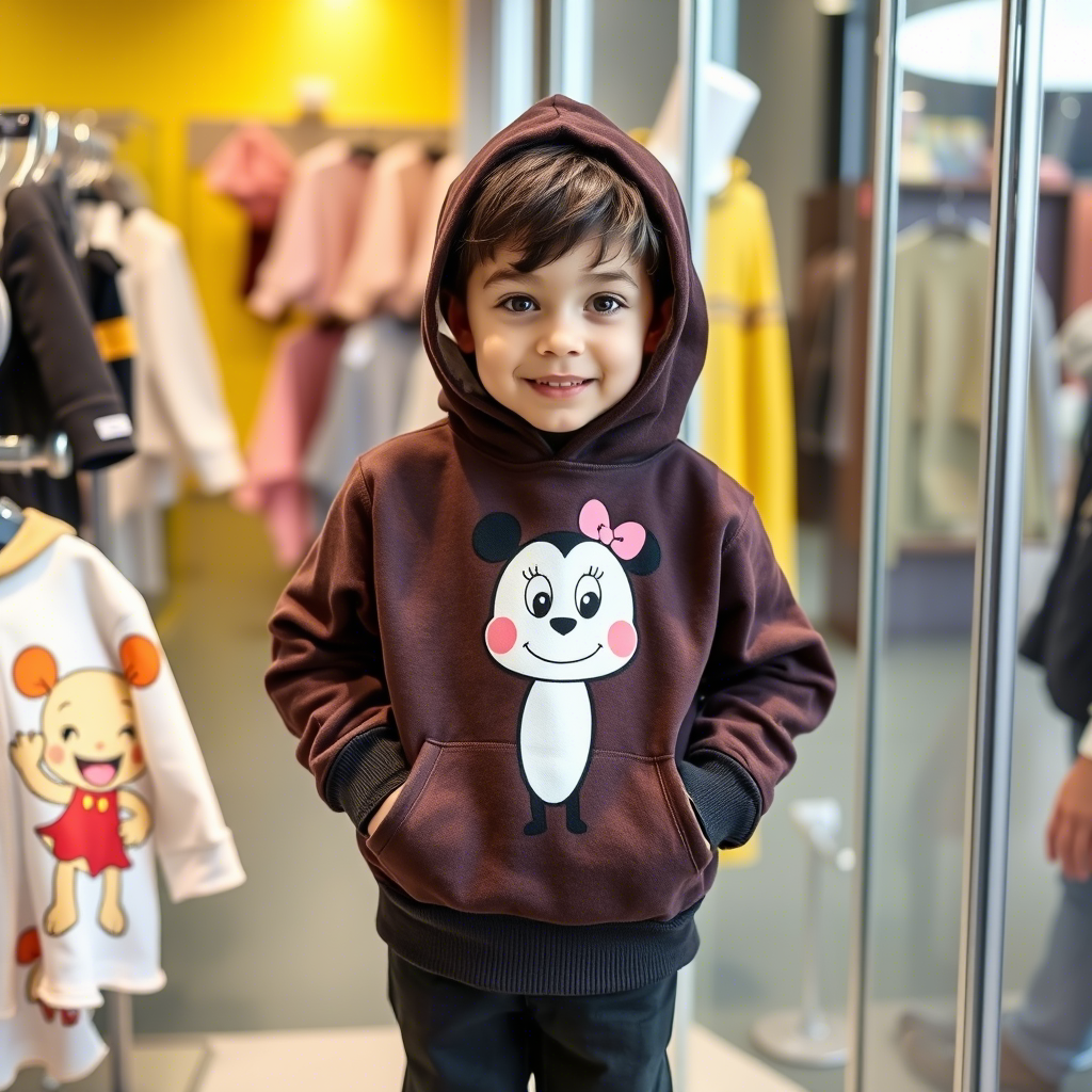Cute cartoon character printed kids wear on display